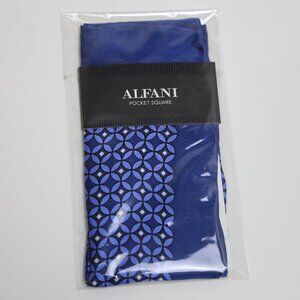 Alfani Mens Blue Geometric 100 Silk Woven Modern Pocket Square One Size